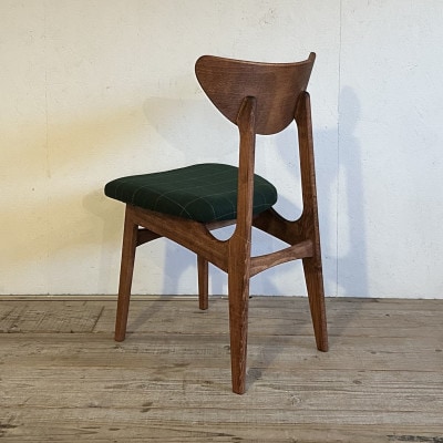 Karl Dining Chair リボン グリーン ダークブラウンフレーム【SWOF】