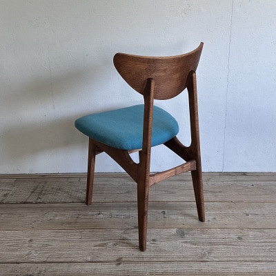 Karl Dining Chair ヘリンボーン ライトブルー ダークブラウンフレーム【SWOF】