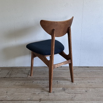 Karl Dining Chair ヘリンボーン ネイビー ダークブラウンフレーム【SWOF】