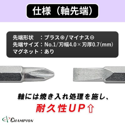 チャンピオンツール 差替ドライバー (+1/-4.0)×100 プラス・マイナス NO.DK96S【配送不可地域：沖縄県】