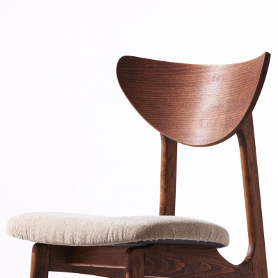 Karl Dining Chair モケット クリンプベージュ ダークブラウンフレーム【SWOF】