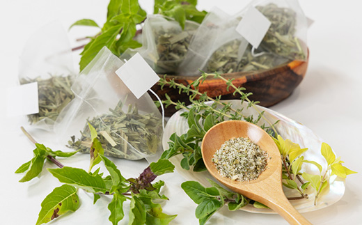 【お茶2種/ハーブ塩1種】国産ハーブティー、ハーブソルトセット　うま味調味料不使用の安心万能調味料