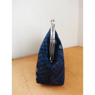 和柄の親子がまぐちショルダーバッグ(紺)とショルダー紐のセット 