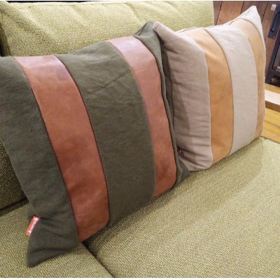 Combination Cushion Stripe グリーン×ダークブラウン【SWOF】