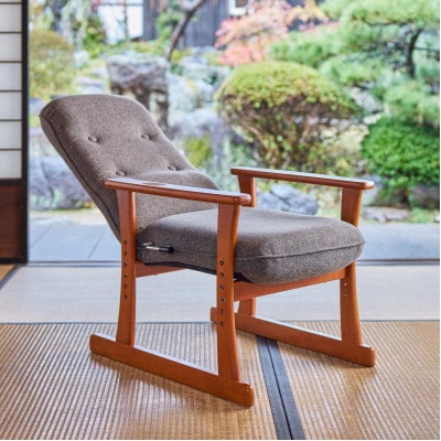 高座椅子 5335 つづり ブラウン 座面高410mm 座面高さ調節可能 リクライニング【KIOF】