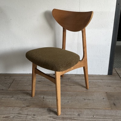 Karl Dining Chair モケット クリンプカーキ ミディアムブラウンフレーム【SWOF】