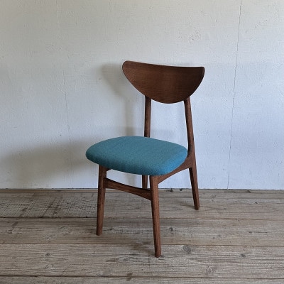 Karl Dining Chair ヘリンボーン ライトブルー ダークブラウンフレーム【SWOF】