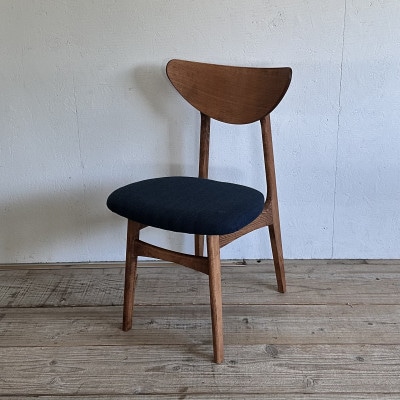 Karl Dining Chair ヘリンボーン ネイビー ダークブラウンフレーム【SWOF】