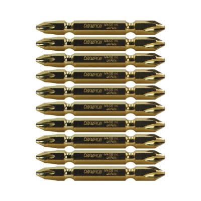チャンピオンツール　ゴールド 両頭ビット +2×65 10本組 プラス マグネット付き【配送不可地域：沖縄県】