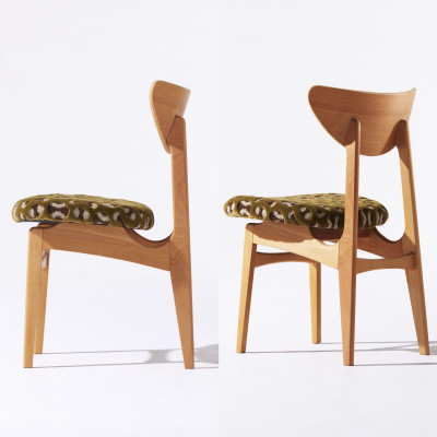 Karl Dining Chair モコ グリーン ミディアムブラウンフレーム【SWOF】