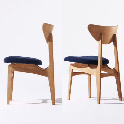 Karl Dining Chair ヘリンボーン ネイビー ナチュラルフレーム【SWOF】