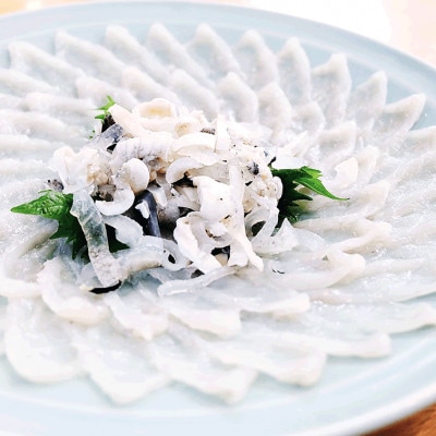 [河内とらふぐ]活き締めとらふぐ刺身用ブロック・皮の湯引き(冷蔵品・生食用)【配送不可エリア注意】【配送不可地域：離島・北海道・沖縄県・東北・関東・九州】