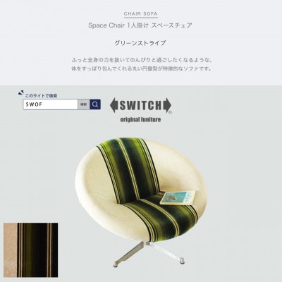 Space Chair 1人掛け (スペースチェア) グリーンストライプ【SWOF】