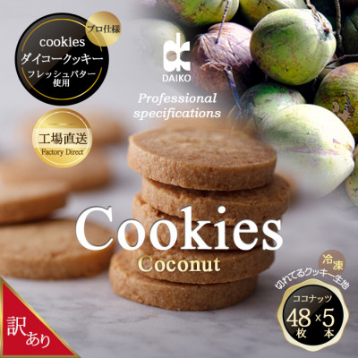 ダイコークッキー(お家で焼くだけクッキー生地)ココナッツ(カット)　　訳あり　大容量【配送不可地域：離島】