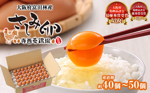 大阪府富田林産　さしみ卵　産直卵40個～50個(季節により個数・サイズが変動します)