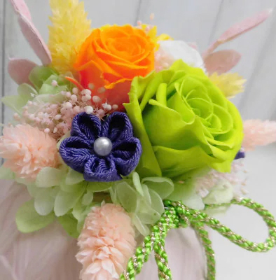 和風手まりアレンジ (グリーン)｜プリザーブドフラワー [0501]