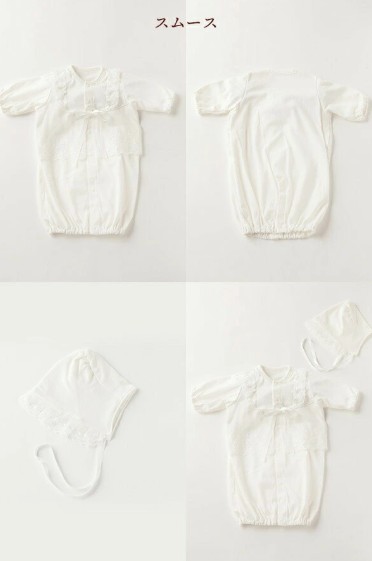 日本製 セレモニードレス 2点セット (ドレス＆フード) 甘撚りパイル生地 ボタンカラー：ホワイト｜赤ちゃん ベビー 男の子 女の子 お宮参り お食い初め [1091]