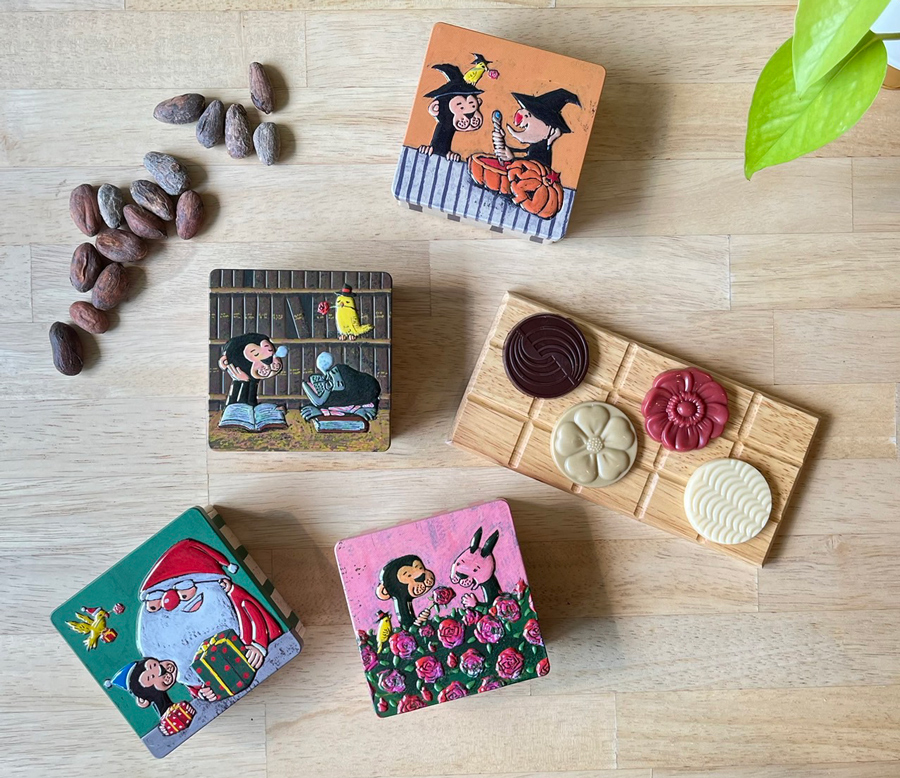 チョコレート専門店「サルくんの旅缶7缶セット」(絵本作家・谷口智則さんデザイン)｜スイーツ デザート 菓子 お菓子 洋菓子 贈り物 ギフト プチギフト プレゼント 手土産 おやつ 小分け 包装 パック [1191]