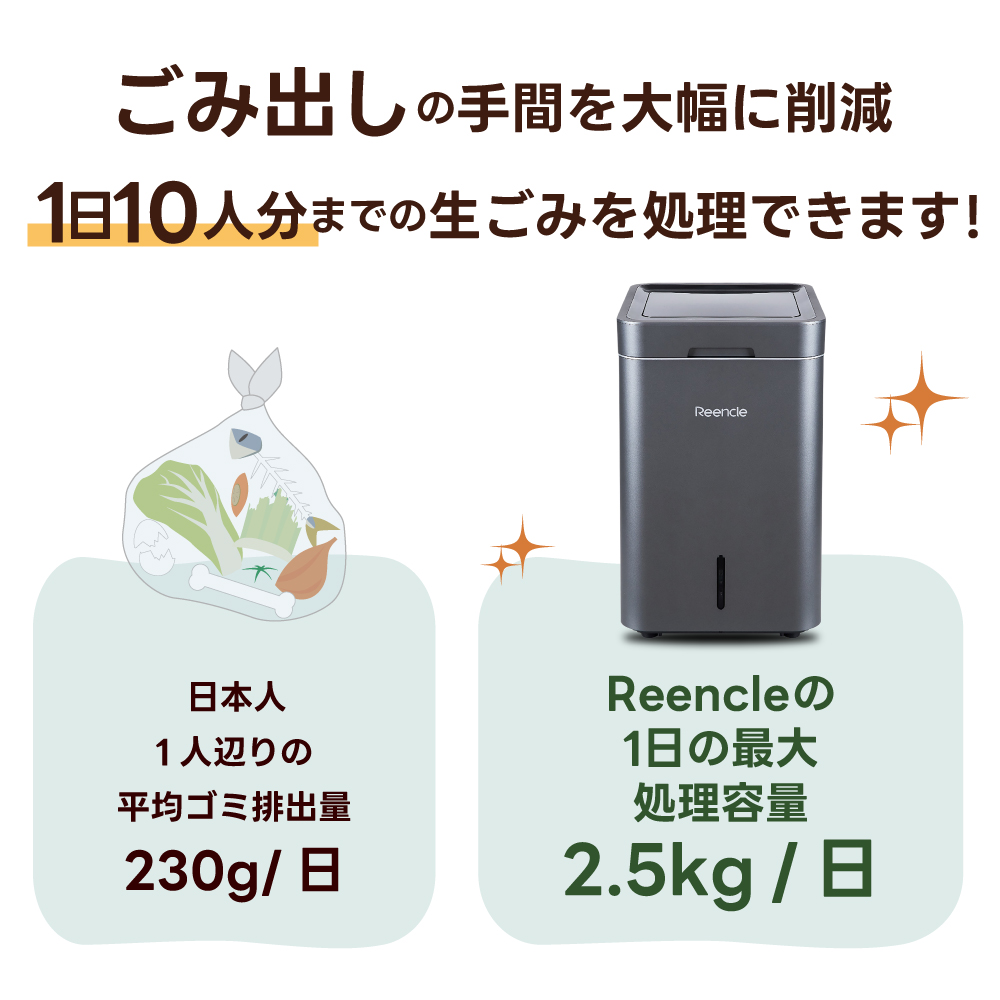 Reencle Gravity 家庭用 生ごみ処理機 ハイブリッド式 (バイオ式×乾燥式) ブラック｜強力脱臭システム 消音設計 生ごみ処理機 生ゴミ処理機 家庭用 ハイブリッド バイオ式 乾燥式 ディスポーザー コンポスト 生ごみ減量乾燥機 乾燥 自立 小型 密閉 密閉防臭 消臭 大容量 肥料 土 自動 分解 静音 おしゃれ スリム キッチン キッチン用品 ダストボックス 生ごみ入れ 生ごみ用ゴミ箱 ごみ箱 ゴミ箱 臭い [1205]
