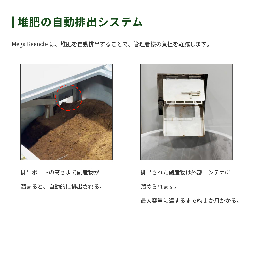 Mega Reencle 業務用 生ごみ処理機 1日の処理容量30kg ハイブリッド式(バイオ式×乾燥式)｜生ごみ処理機 生ゴミ処理機 業務用 ハイブリッド バイオ式 乾燥式 ディスポーザー コンポスト 生ごみ減量乾燥機 乾燥 自立 小型 密閉 密閉防臭 消臭 大容量 肥料 土 自動 分解 静音 おしゃれ スリム キッチン キッチン用品 ダストボックス 生ごみ入れ 生ごみ用ゴミ箱 ごみ箱 ゴミ箱 臭い [1250]