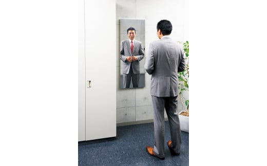 リフェクスミラー姿見 (フィルムミラー) RM-2-SG (幅45cm×高さ120cm×厚み2cm)｜軽量 割れない 鏡 全身鏡 リフェクスミラー 壁掛けミラー 壁付け 吊り金具 三角金具 インテリア 家具 防災 着付け 着替え ダンス ファッション 日本製 [0232]