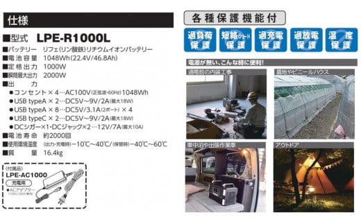 ポータブル電源パワーバンク1000｜1000W 大容量 アウトドア 車中泊 DIY キャンプ ソロキャンプ BBQ 屋外作業 熱中症対策 防災 災害 防災対策 ポータブル 持ち運び 工事不要 太陽光発電 ソーラー [0811]