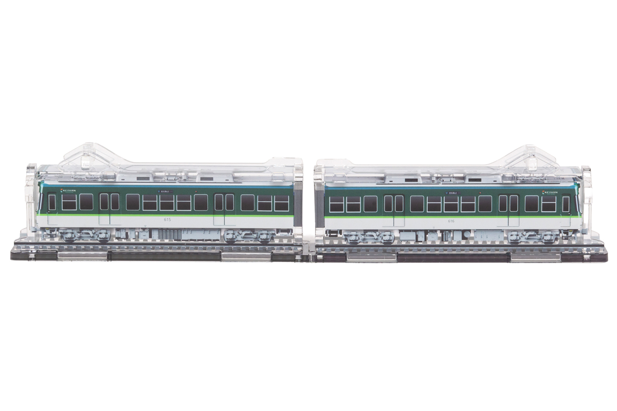 京阪電車600形 立体組立キット「3Dアクデン」＋「駅名標付き水彩画台座