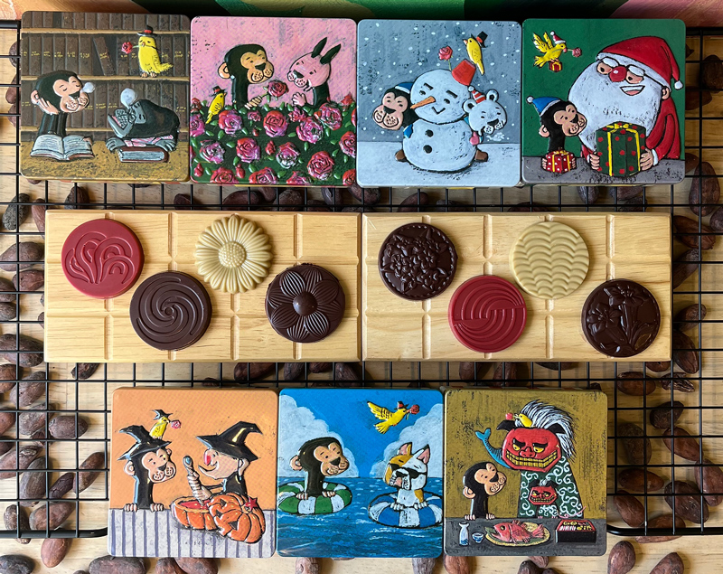 チョコレート専門店「サルくんの旅缶7缶セット」(絵本作家・谷口智則さんデザイン)｜スイーツ デザート 菓子 お菓子 洋菓子 贈り物 ギフト プチギフト プレゼント 手土産 おやつ 小分け 包装 パック [1191]