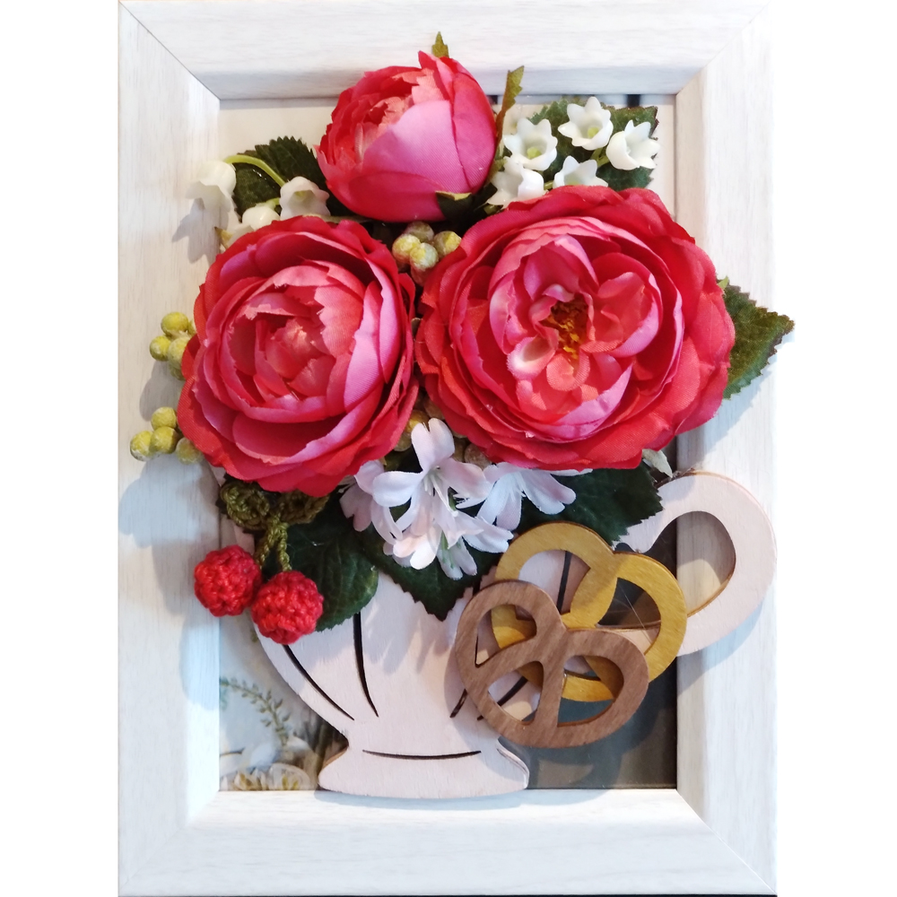 オリジナルデザイン・手作り「フラワーフレーム(A)」｜オリジナル 手作り 額 アートフラワー [0993]