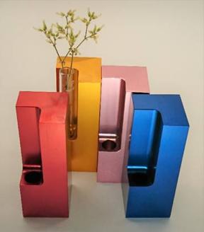 アルミ一輪挿し（カド）小　ブルー　4色展開