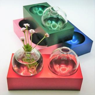 アルミ一輪挿し（二連）グリーン　おしゃれ　お花　フラワーベース　花瓶　シンプル