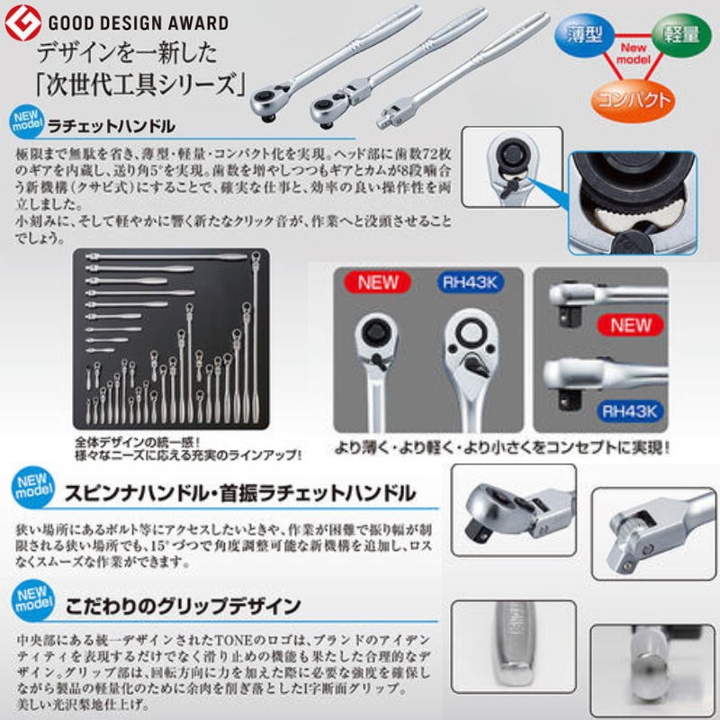 TONE トネ ラチェットハンドル RH4H　工具　TONE　トネ 15001-30025150｜工具 整備士 自動車 バイク DIY 日本製 メンテナンス