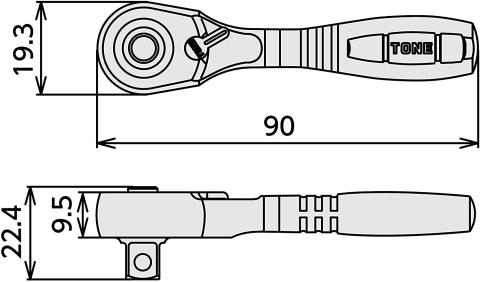 TONE トネ コンパクトショートラチェットハンドル（ホールドタイプ） RH3CHS　工具　TONE　トネ 15001-40000385｜工具 整備士 自動車 バイク DIY 日本製 メンテナンス