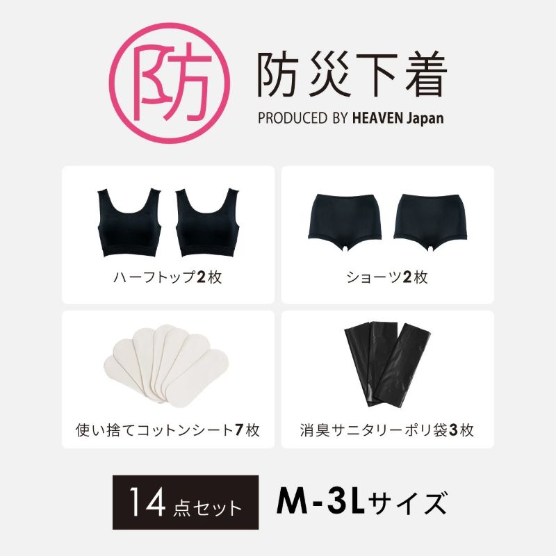 サイズⅬ：防災下着セット | 防災セット 防災グッズ 避難セット 避難グッズ 避難用品 災害対策 防災用品 非常用 非常用持出袋 防災 キット 災害 1人分 一人分 一人用 女性用 下着 ブラジャー ブラ ノンワイヤーブラ ノンワイヤー レディース パンティ ショーツ パンツ L