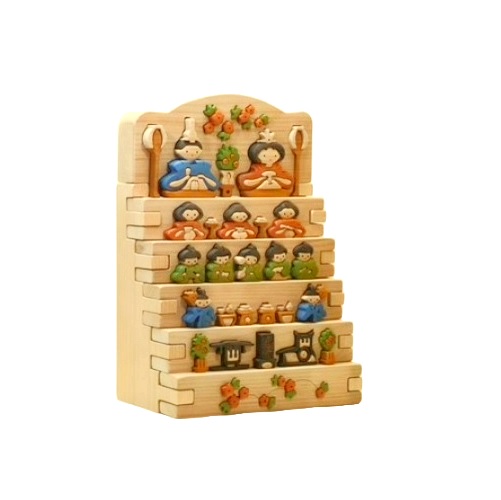 木工パズル　おひなさま　5段飾り｜こだわりの逸品 地域特産品 ギフト 自分用 人気 おすすめ 積み木 積木 つみき 木のおもちゃ 動物つみき バランス ごっこ遊び おもちゃ 木製玩具 知育玩具 男の子 女の子 子供 子ども 国産 安心 安全 出産祝い お祝い 贈り物 日本製 無塗装 ナチュラル 職人 手作り ギフト プレゼント 送料無料