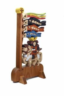 コイノボリ（若武者）色付き 知育玩具 木製パズル おもちゃ プレゼント 男の子 女の子 誕生日 クリスマス 子供 大人 ギフト つみき 積木 送料無料 積み木 木のおもちゃ 動物つみき バランス ごっこ遊び おもちゃ 木製玩具 知育玩具 子ども 国産 安心 安全 出産祝い お祝い 贈り物 日本製 無塗装 ナチュラル 職人 手作り プレゼント