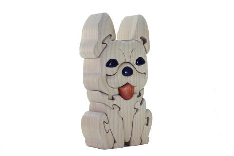 フレンチブルドック（クリーム）　知育玩具 木製パズル おもちゃ プレゼント 男の子 女の子 誕生日 クリスマス 子供 大人 ギフト つみき 積木 送料無料 積み木 木のおもちゃ 動物つみき バランス ごっこ遊び おもちゃ 木製玩具 知育玩具 子供 子ども 国産 安心 安全 出産祝い お祝い 贈り物 日本製 無塗装 ナチュラル 職人 手作り プレゼント