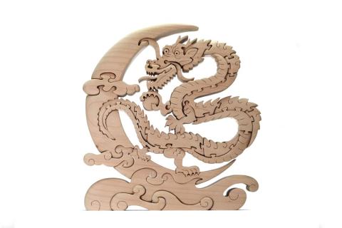 三日月龍の木製パズル 干支 木製パズル 置物 プレゼント 玄関 開運 縁起物 四季の飾り 送料無料 積み木 積木 つみき 木のおもちゃ 動物つみき バランス ごっこ遊び おもちゃ 木製玩具 知育玩具 男の子 女の子 子供 子ども 国産 安心 安全 出産祝い お祝い 贈り物 日本製 無塗装 ナチュラル 職人 手作り ギフト