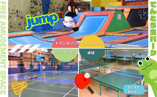 てんとう虫パーク 河内長野店 １日フリーパスご招待ペア（小学生以上2人様分）｜トランポリン クライミング バドミントン カラオケ ゲーム テニス 卓球 遊び放題 ソフトドリンク 飲み放題 屋内施設 レジャー 体験型チケット デート グループ 遊び 子ども てんむし てん虫 フットサル バスケ バレー バスケット