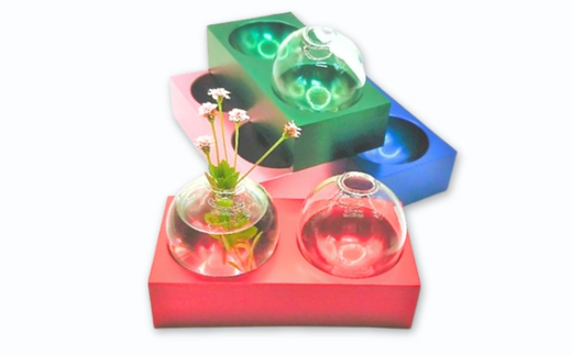 アルミ一輪挿し（二連）ブルー　おしゃれ　お花　フラワーベース　花瓶　シンプル