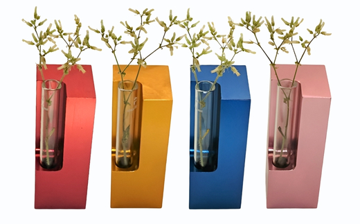 アルミ一輪挿し（カド）小　ピンク　4色展開 ピンク