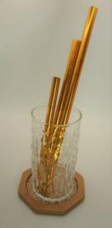 アルミストロー オレンジ　150㎜　長さ違い　エコ　冷感　サステナブル