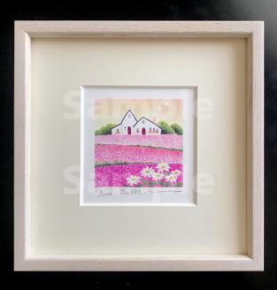 渡辺美香子 版画作品「花と歌う」