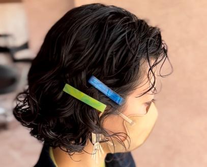 アクリル製ショートバレッタ orange（オレンジ） eME　barretta 2 short 髪留め ヘアクリップ ヘアアクセサリー こだわりの逸品 地域特産品 ギフト 自分用 人気 おすすめ