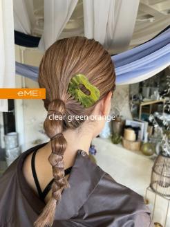 アクリル製 ヘアコーム clear green orange（クリアグリーンオレンジ） ヘアアクセサリー eME　tayu