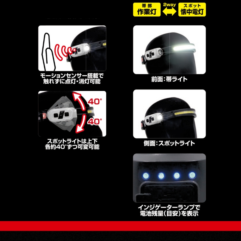 TONE トネ LEDヘッドバンドライト　A-LT32WPC　工具　15001-40001303｜工具 整備士 自動車 バイク DIY 日本製 メンテナンス