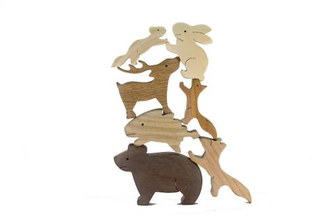 森の動物つみ木　知育玩具 木製パズル おもちゃ プレゼント 男の子 女の子 誕生日 クリスマス 子供 大人 ギフト つみき 積み木 送料無料｜こだわりの逸品 地域特産品 ギフト 自分用 人気 おすすめ 積み木 積木 つみき 木のおもちゃ 動物つみき バランス ごっこ遊び おもちゃ 木製玩具 知育玩具 子ども 国産 安心 安全 出産祝い お祝い 贈り物 日本製 無塗装 ナチュラル 職人 手作り