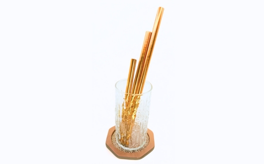 アルミストロー オレンジ　200mm　長さ違い　エコ　冷感　サステナブル