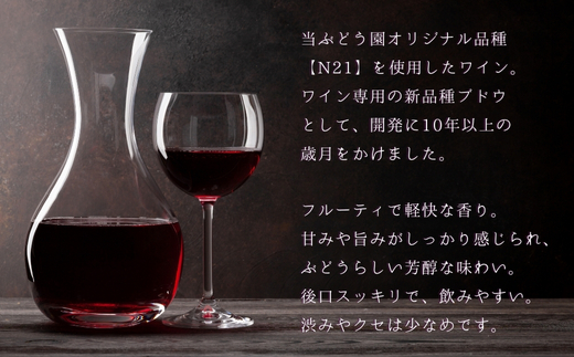 N21ワイン 720ml 中村オリジナルぶどう園のオリジナル品種使用 国産 やや甘口 赤ワイン お酒 酒 父の日 プレゼント ギフト 贈り物 お中元 お歳暮 夏ギフト お土産 手土産