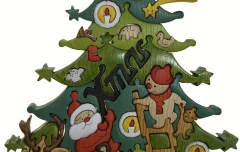 木工パズルクリスマスツリー３（色付き） 積み木 積木 つみき 木のおもちゃ 動物つみき バランス ごっこ遊び おもちゃ 木製玩具 知育玩具 男の子 女の子 子供 子ども 国産 安心 安全 出産祝い お祝い 贈り物 日本製 無塗装 ナチュラル 職人 手作り ギフト プレゼント 送料無料